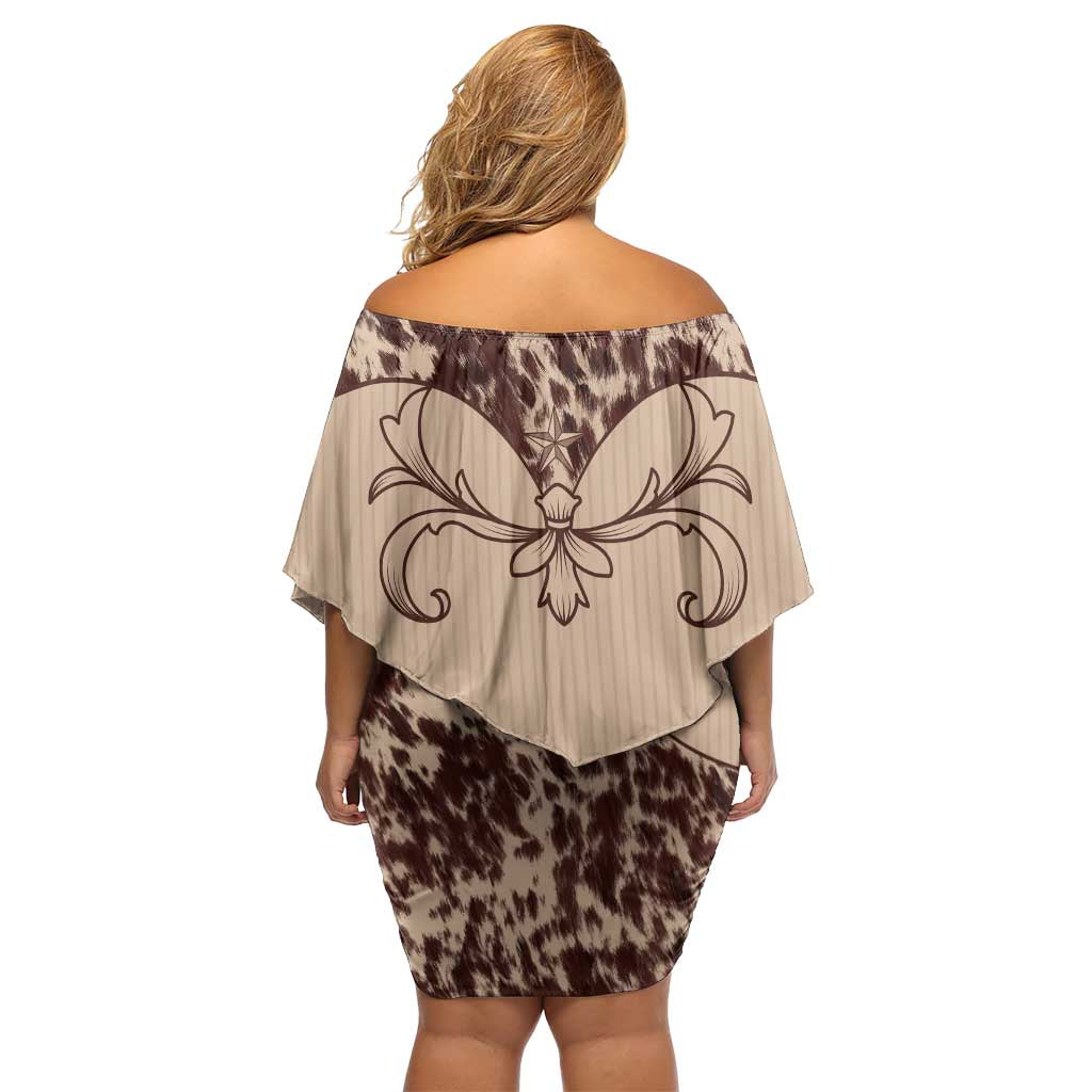 Cowboys Wild West Off Shoulder Short Dress Cow Prints - Wonder Print Shop