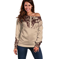 Cowboys Wild West Off Shoulder Sweater Cow Prints - Wonder Print Shop