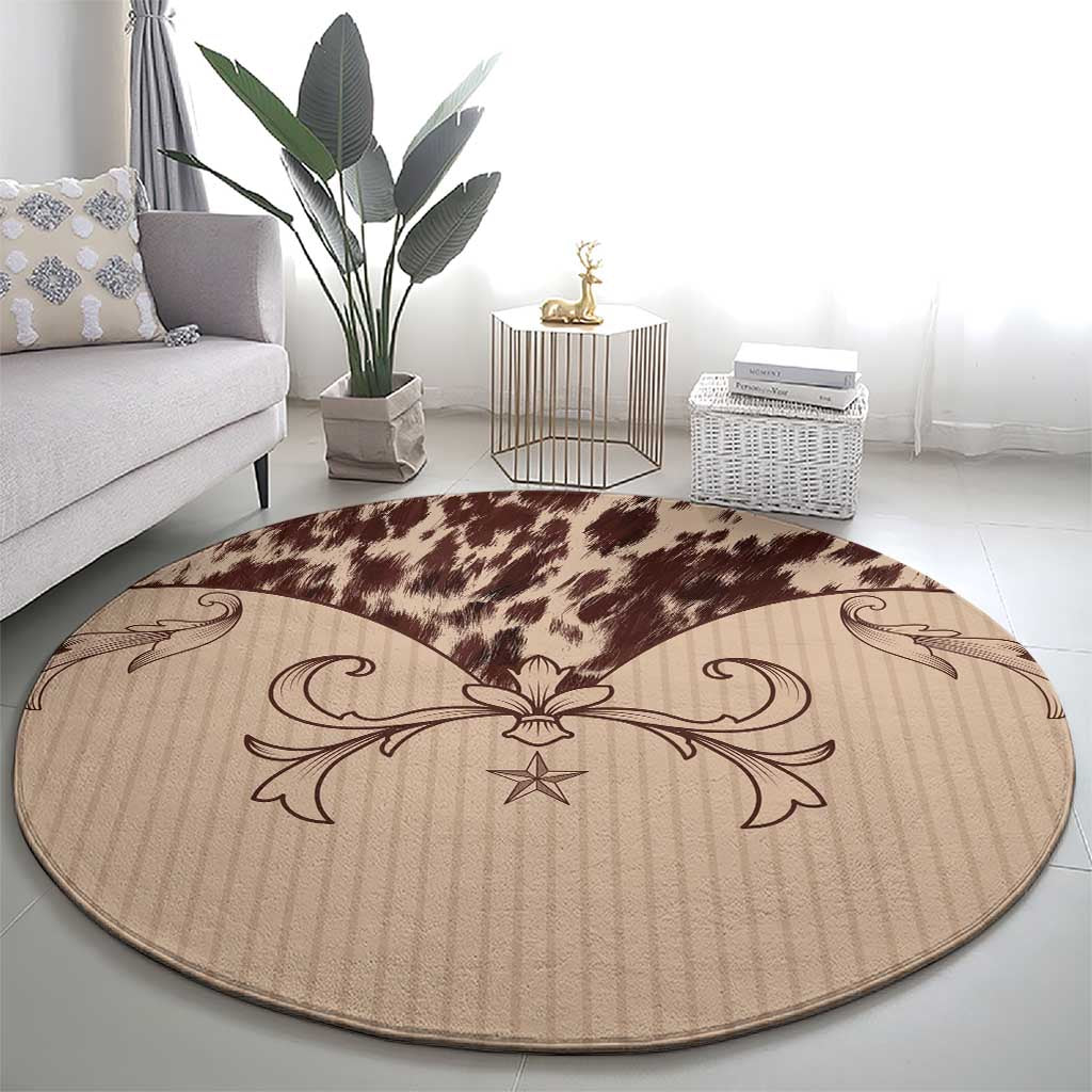 Cowboys Wild West Round Carpet Cow Prints - Wonder Print Shop