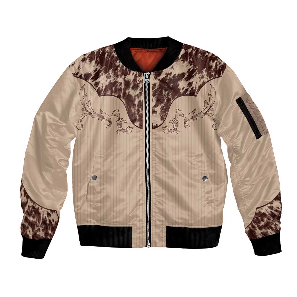 Cowboys Wild West Sleeve Zip Bomber Jacket Cow Prints - Wonder Print Shop