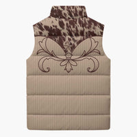 Cowboys Wild West Sleeveless Puffer Jacket Cow Prints - Wonder Print Shop