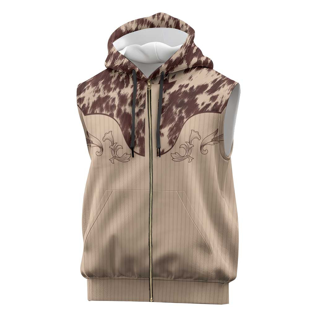 Cowboys Wild West Sleeveless Zip Hoodie Cow Prints - Wonder Print Shop