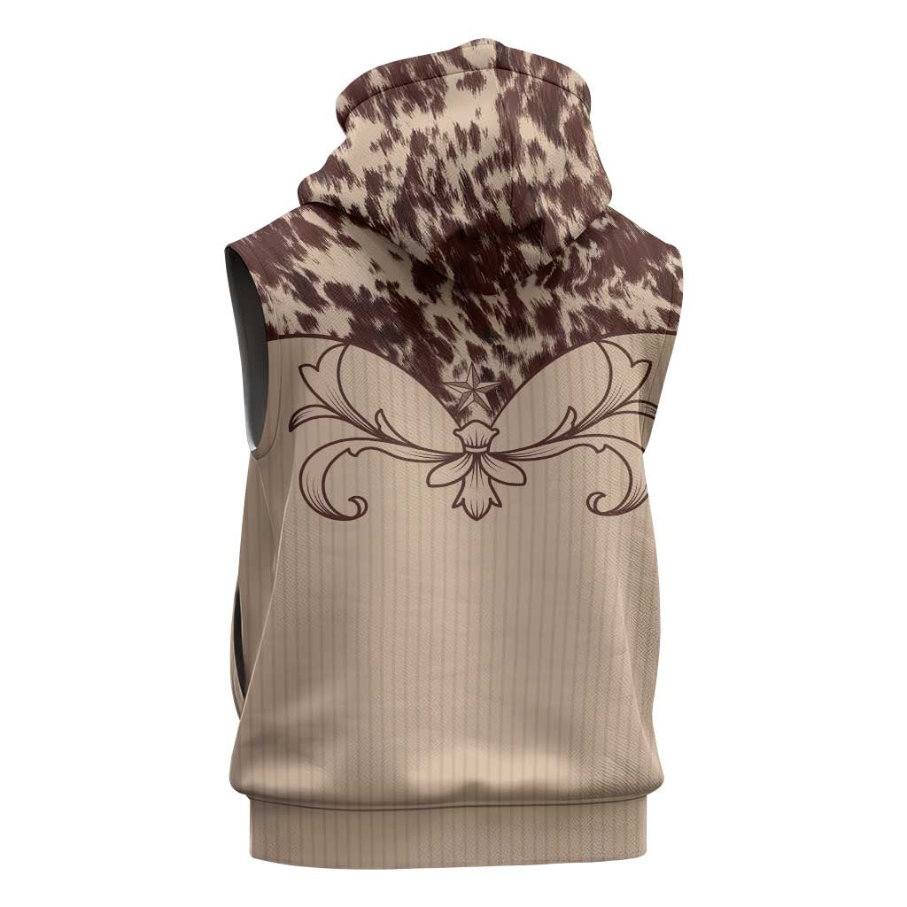 Cowboys Wild West Sleeveless Zip Hoodie Cow Prints - Wonder Print Shop