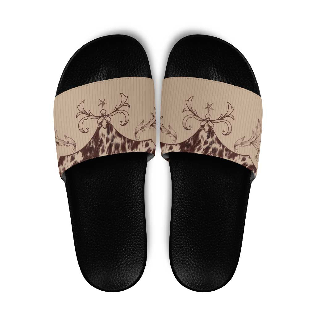 Cowboys Wild West Slide Sandals Cow Prints - Wonder Print Shop