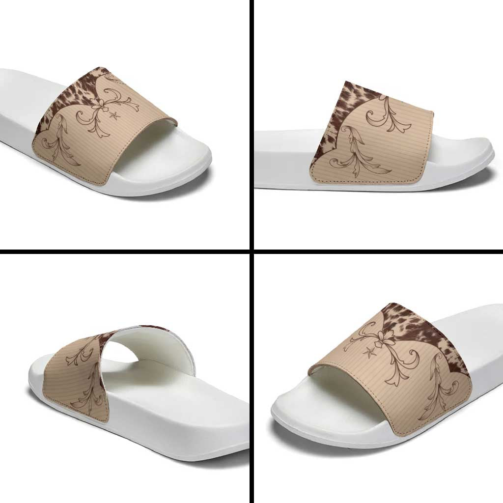Cowboys Wild West Slide Sandals Cow Prints - Wonder Print Shop