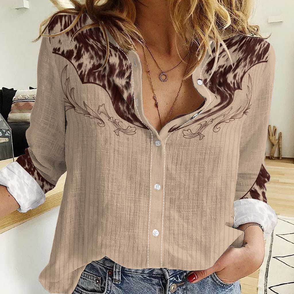 Cowboys Wild West Women Casual Shirt Cow Prints - Wonder Print Shop