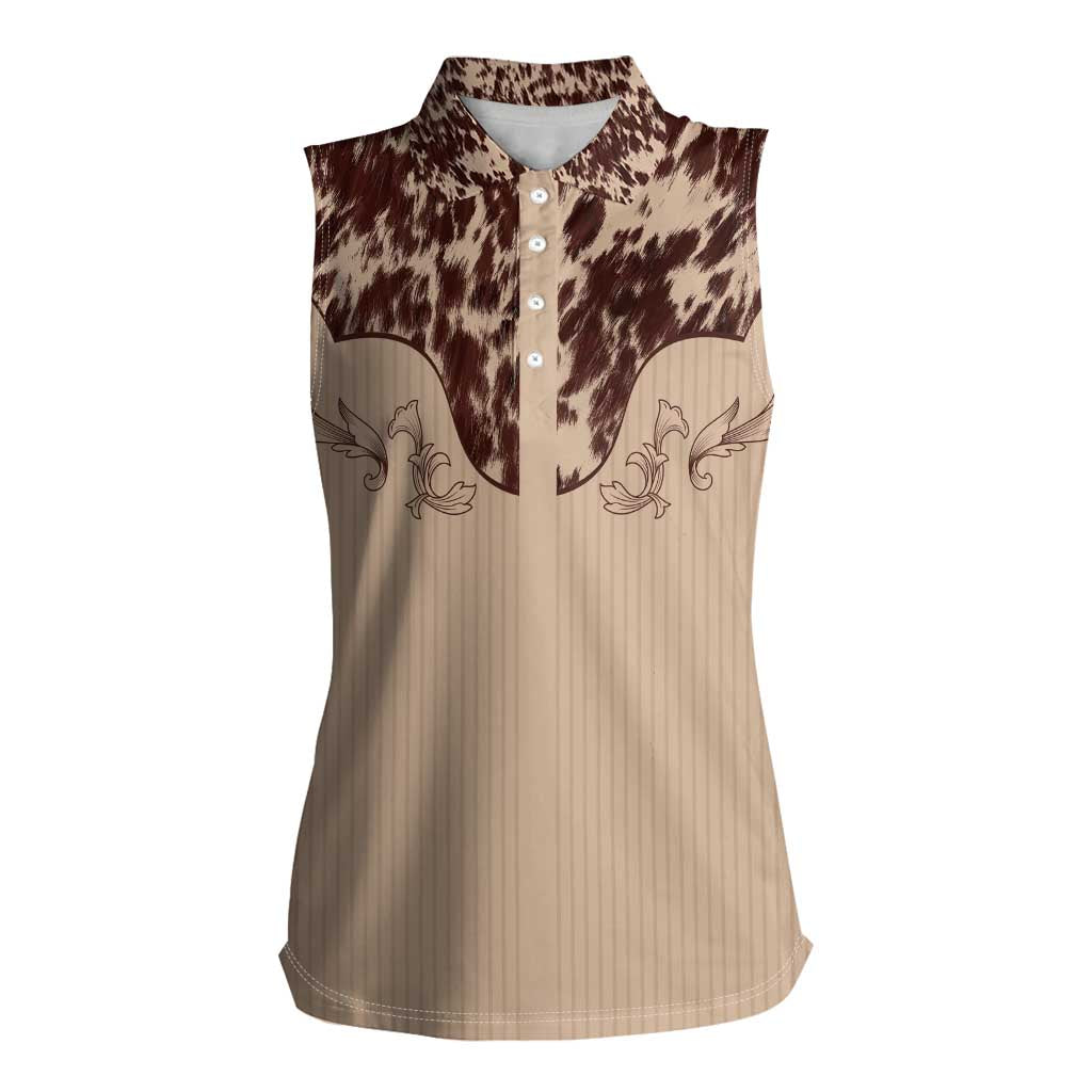 Cowboys Wild West Women Sleeveless Polo Shirt Cow Prints - Wonder Print Shop
