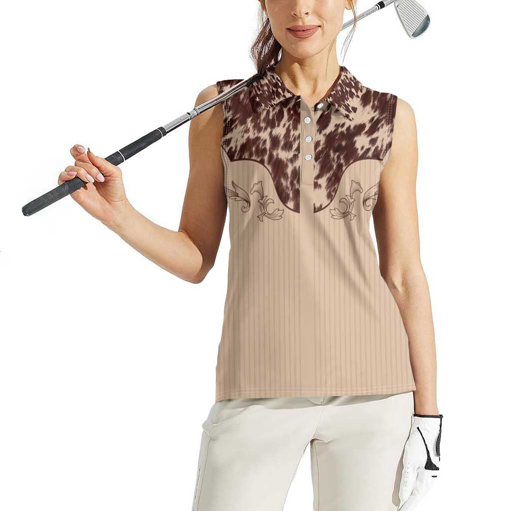 Cowboys Wild West Women Sleeveless Polo Shirt Cow Prints - Wonder Print Shop