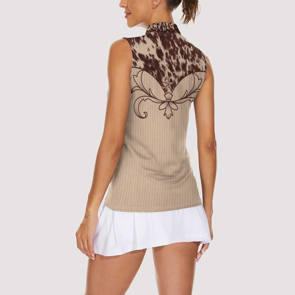 Cowboys Wild West Women Sleeveless Polo Shirt Cow Prints - Wonder Print Shop