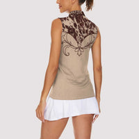 Cowboys Wild West Women Sleeveless Polo Shirt Cow Prints - Wonder Print Shop