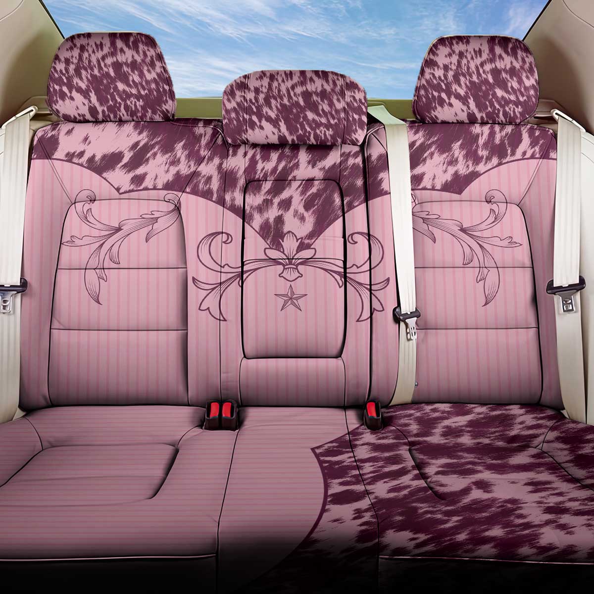 Cowboys Wild West Back Car Seat Cover Pink Cow Prints - Wonder Print Shop