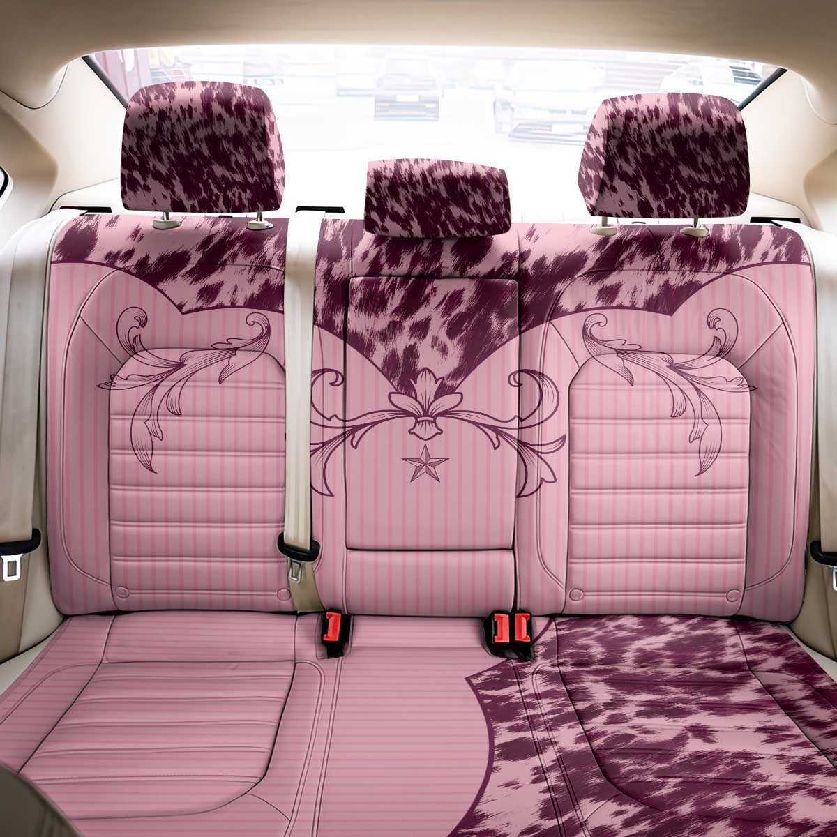 Cowboys Wild West Back Car Seat Cover Pink Cow Prints - Wonder Print Shop