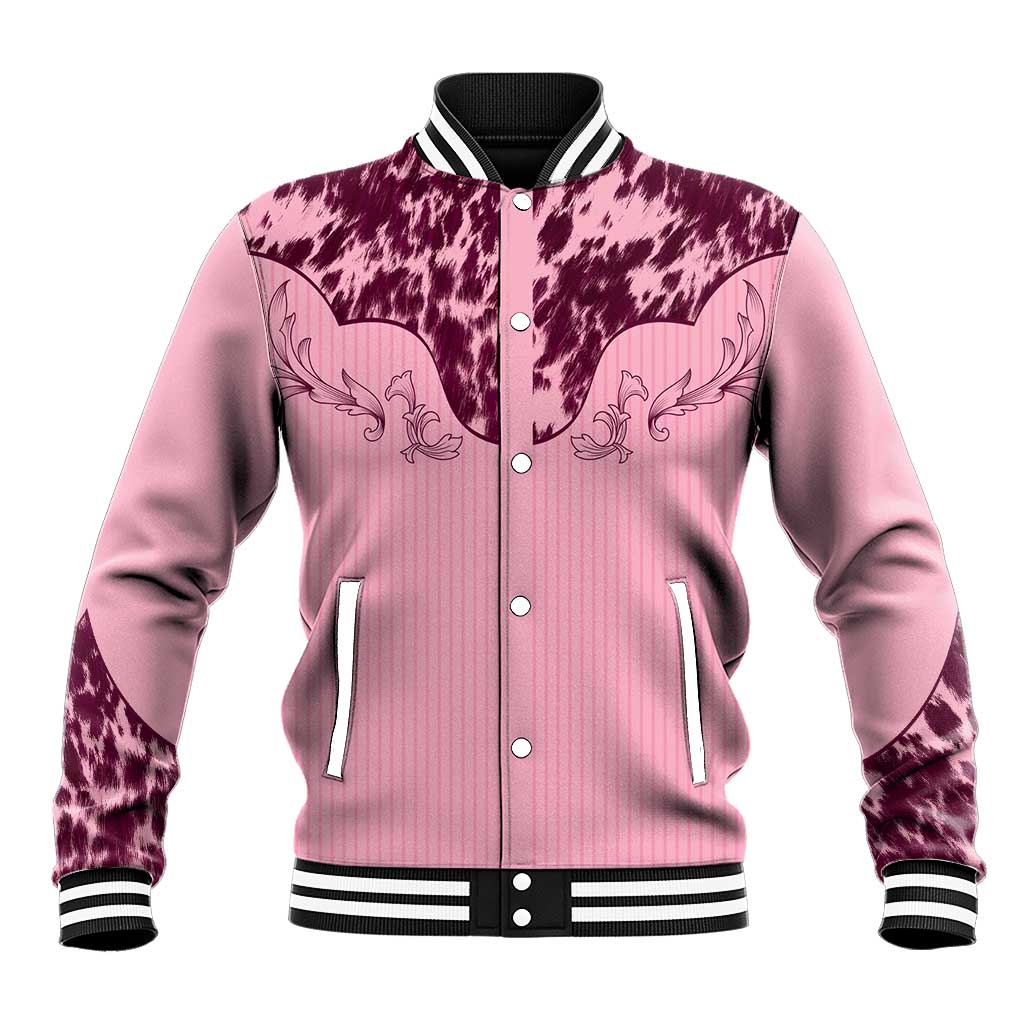 Cowboys Wild West Baseball Jacket Pink Cow Prints - Wonder Print Shop