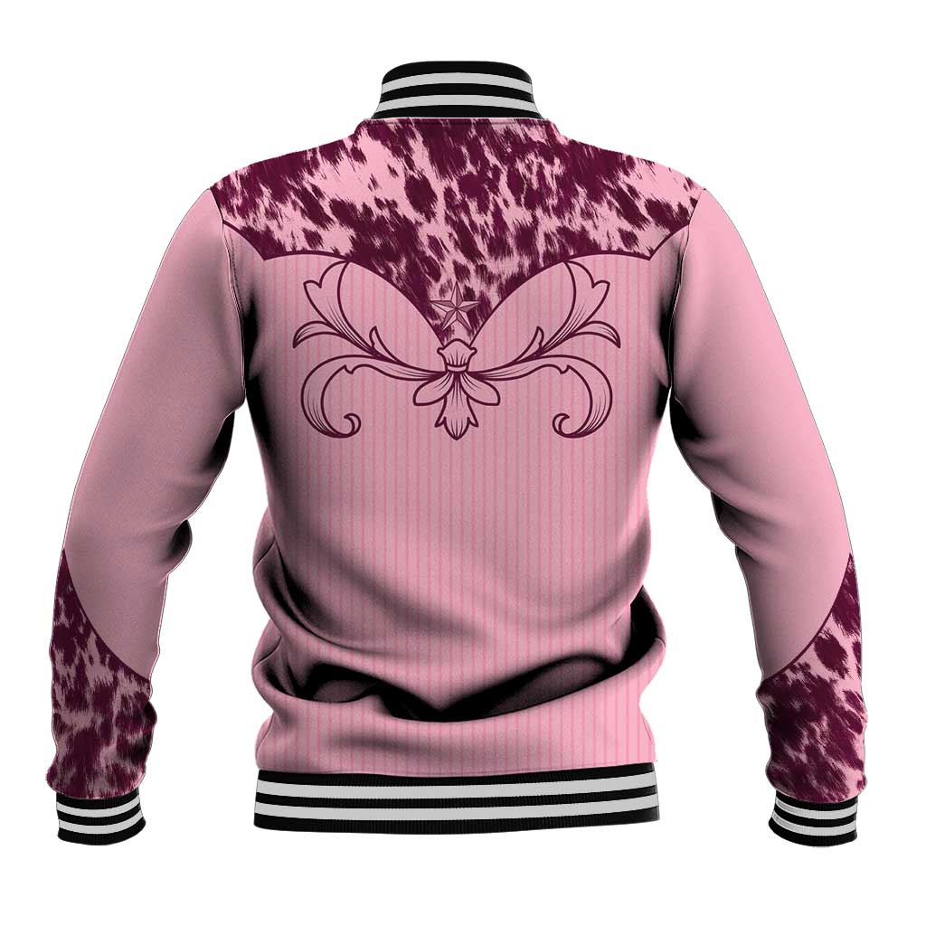 Cowboys Wild West Baseball Jacket Pink Cow Prints - Wonder Print Shop