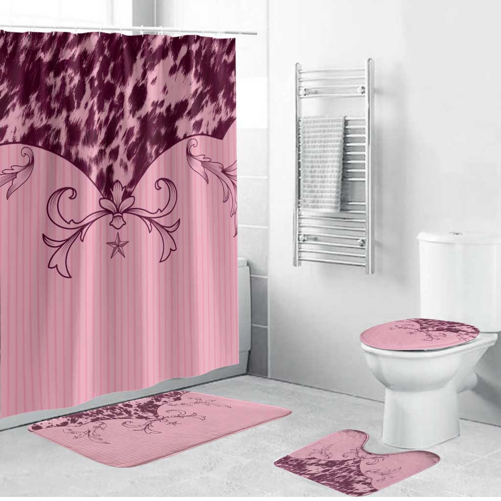 Cowboys Wild West Bathroom Set Pink Cow Prints - Wonder Print Shop