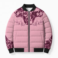 Cowboys Wild West Bomber Puffer Jacket Pink Cow Prints - Wonder Print Shop