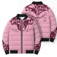 Cowboys Wild West Bomber Puffer Jacket Pink Cow Prints - Wonder Print Shop