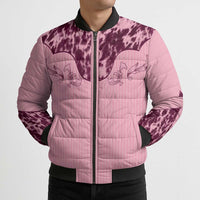 Cowboys Wild West Bomber Puffer Jacket Pink Cow Prints - Wonder Print Shop