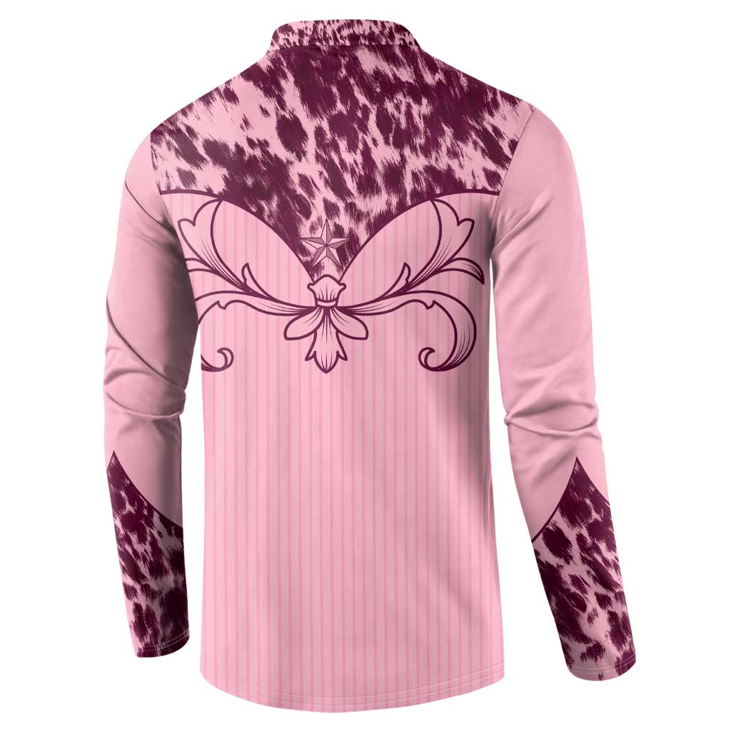 Cowboys Wild West Button Sweatshirt Pink Cow Prints - Wonder Print Shop