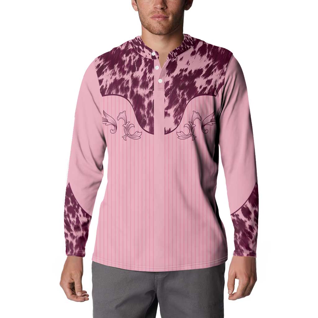 Cowboys Wild West Button Sweatshirt Pink Cow Prints - Wonder Print Shop