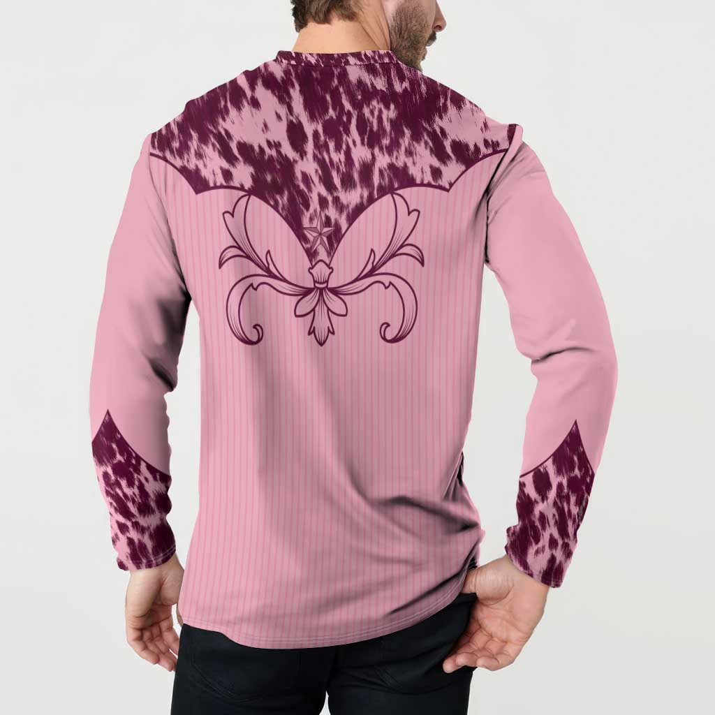 Cowboys Wild West Button Sweatshirt Pink Cow Prints - Wonder Print Shop