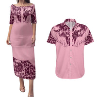 Cowboys Wild West Couples Matching Puletasi and Hawaiian Shirt Pink Cow Prints - Wonder Print Shop