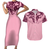 Cowboys Wild West Couples Matching Short Sleeve Bodycon Dress and Hawaiian Shirt Pink Cow Prints - Wonder Print Shop