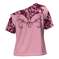 Cowboys Wild West Cross Shoulder Shirt Pink Cow Prints - Wonder Print Shop