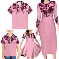 Cowboys Wild West Family Matching Long Sleeve Bodycon Dress and Hawaiian Shirt Pink Cow Prints - Wonder Print Shop
