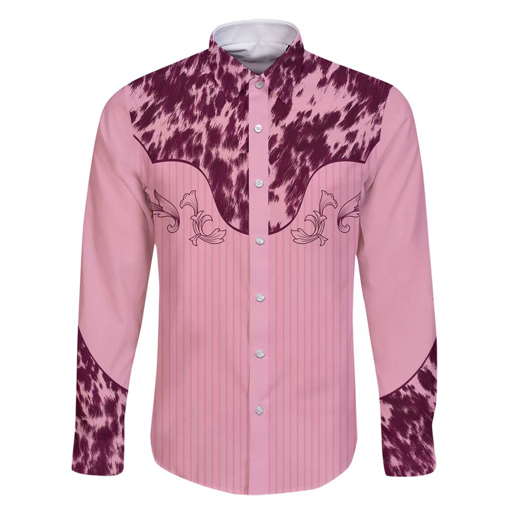 Cowboys Wild West Family Matching Long Sleeve Bodycon Dress and Hawaiian Shirt Pink Cow Prints - Wonder Print Shop