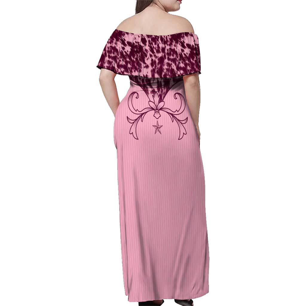 Cowboys Wild West Family Matching Off Shoulder Maxi Dress and Hawaiian Shirt Pink Cow Prints - Wonder Print Shop