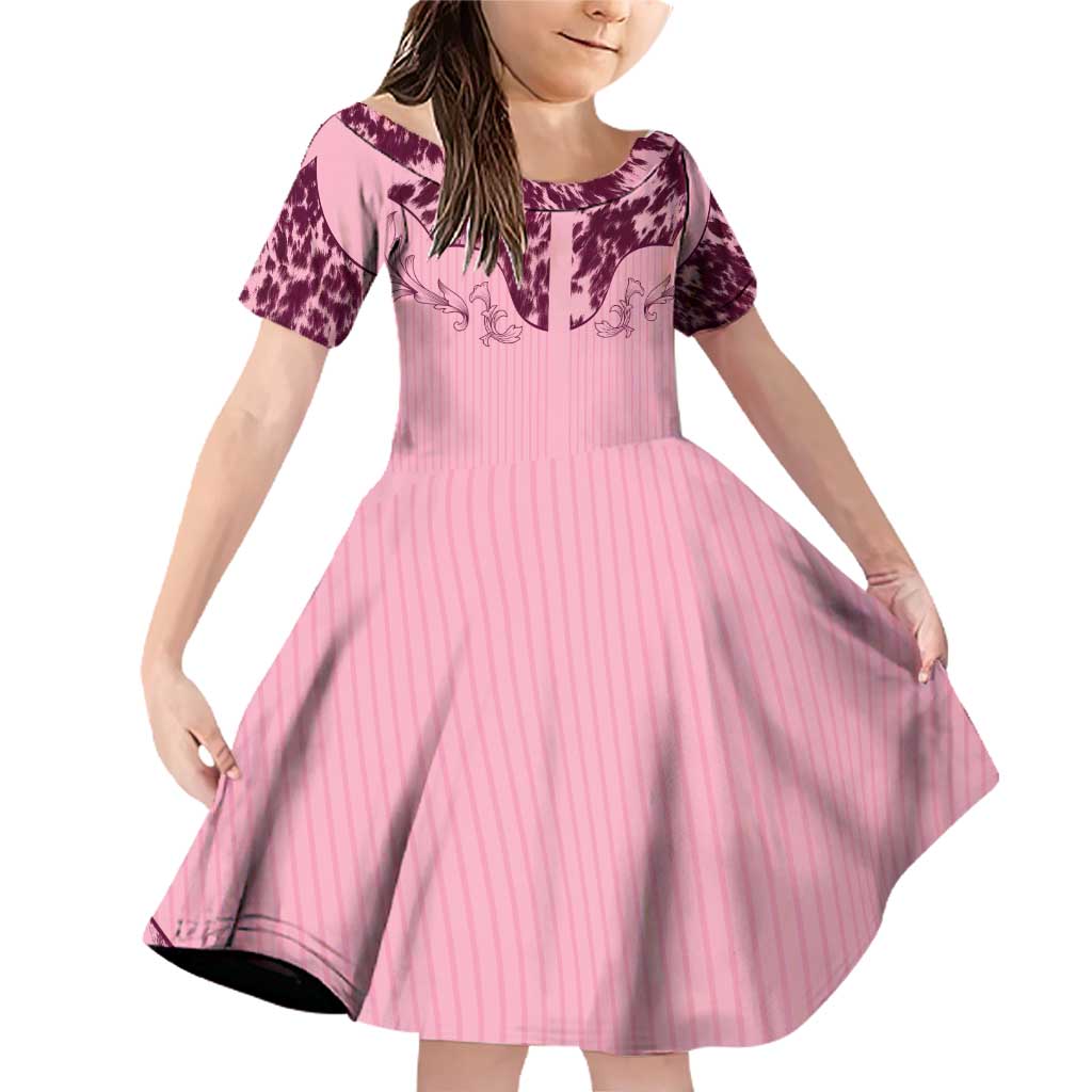 Cowboys Wild West Family Matching Off Shoulder Short Dress and Hawaiian Shirt Pink Cow Prints - Wonder Print Shop