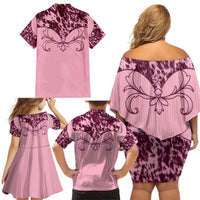 Cowboys Wild West Family Matching Off Shoulder Short Dress and Hawaiian Shirt Pink Cow Prints - Wonder Print Shop