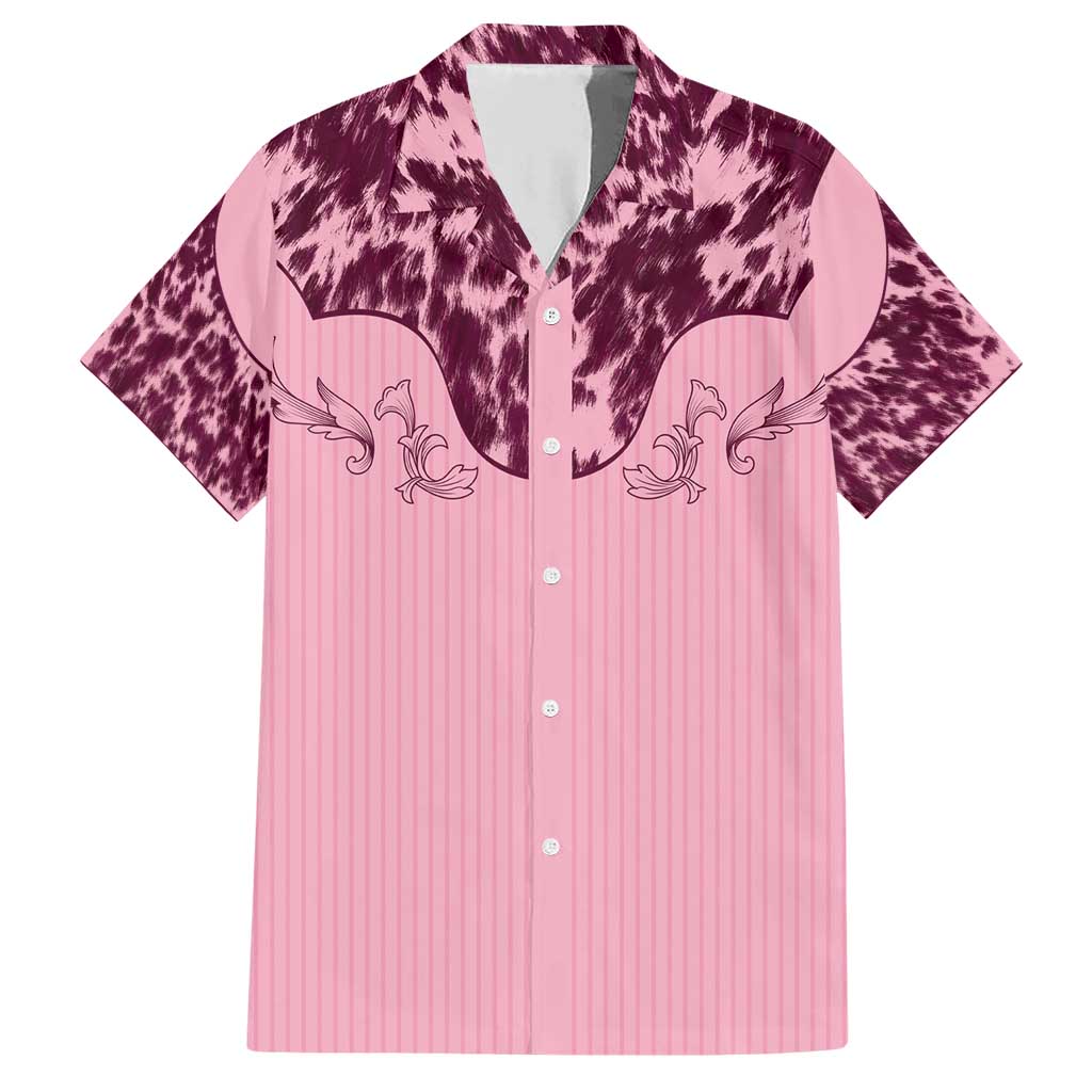 Cowboys Wild West Family Matching Short Sleeve Bodycon Dress and Hawaiian Shirt Pink Cow Prints - Wonder Print Shop