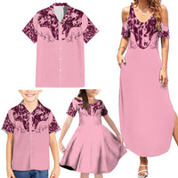 Cowboys Wild West Family Matching Summer Maxi Dress and Hawaiian Shirt Pink Cow Prints - Wonder Print Shop