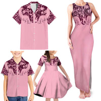 Cowboys Wild West Family Matching Tank Maxi Dress and Hawaiian Shirt Pink Cow Prints - Wonder Print Shop