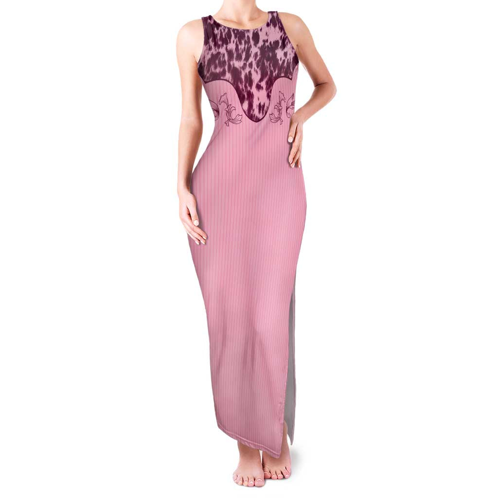 Cowboys Wild West Family Matching Tank Maxi Dress and Hawaiian Shirt Pink Cow Prints - Wonder Print Shop