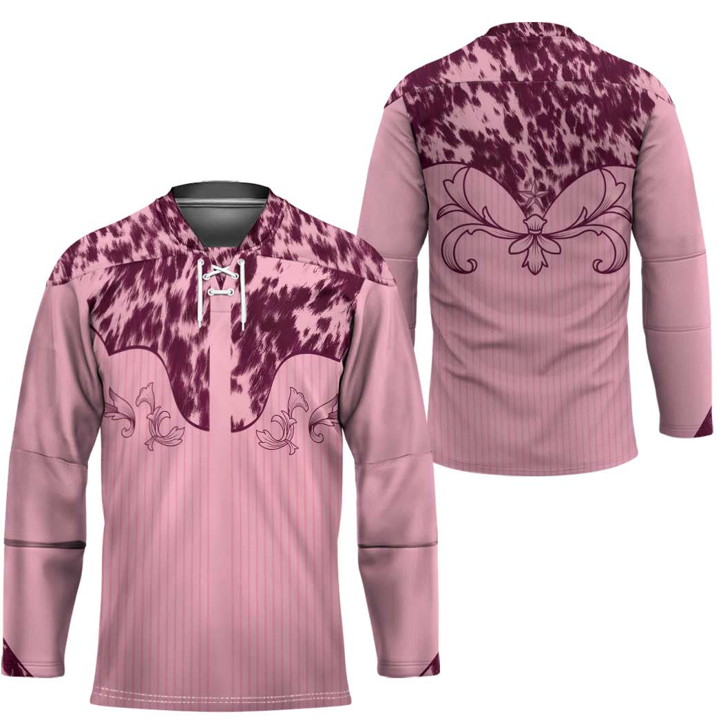 Cowboys Wild West Hockey Jersey Pink Cow Prints - Wonder Print Shop