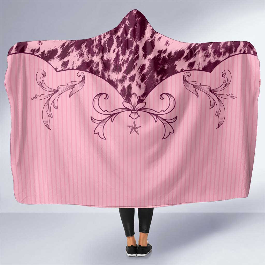 Cowboys Wild West Hooded Blanket Pink Cow Prints - Wonder Print Shop