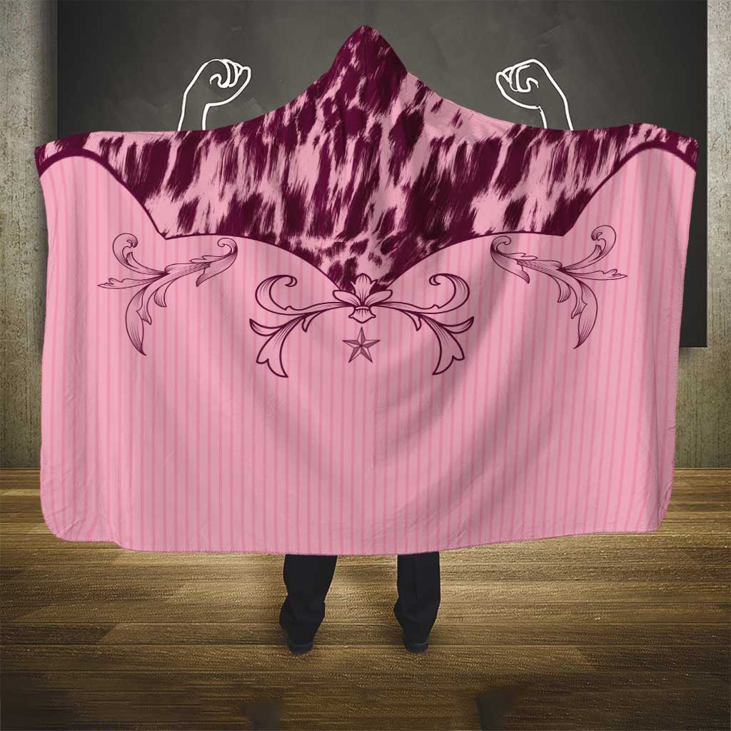 Cowboys Wild West Hooded Blanket Pink Cow Prints - Wonder Print Shop