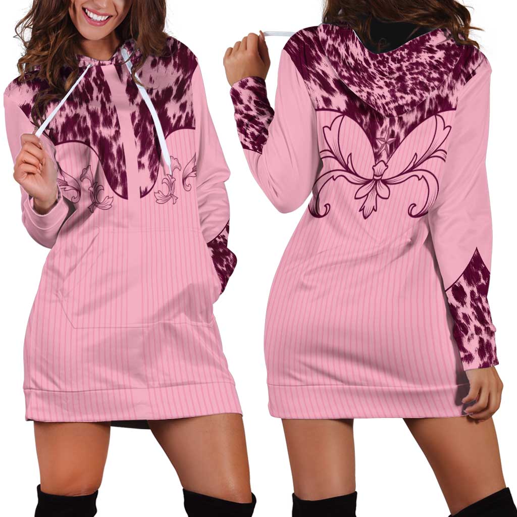 Cowboys Wild West Hoodie Dress Pink Cow Prints - Wonder Print Shop