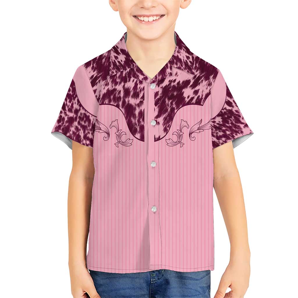 Cowboys Wild West Kid Hawaiian Shirt Pink Cow Prints - Wonder Print Shop