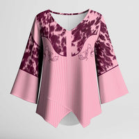 Cowboys Wild West Kimono Sleeve Blouse Pink Cow Prints - Wonder Print Shop