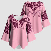 Cowboys Wild West Kimono Sleeve Blouse Pink Cow Prints - Wonder Print Shop