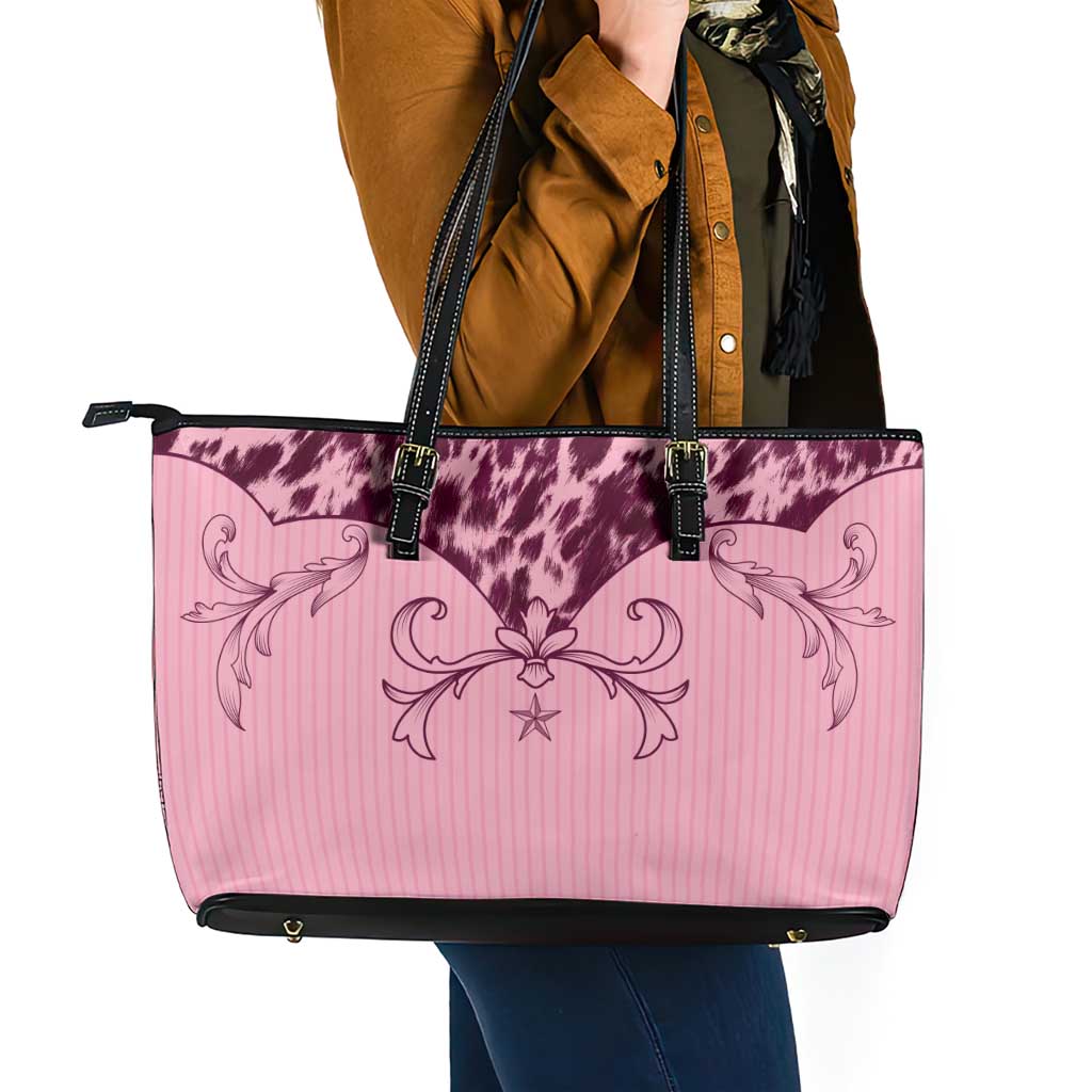 Cowboys Wild West Leather Tote Bag Pink Cow Prints - Wonder Print Shop