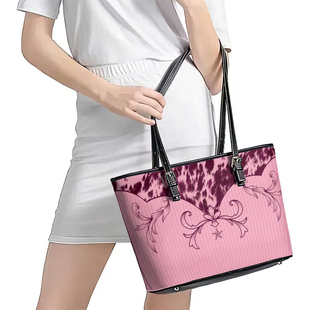 Cowboys Wild West Leather Tote Bag Pink Cow Prints - Wonder Print Shop