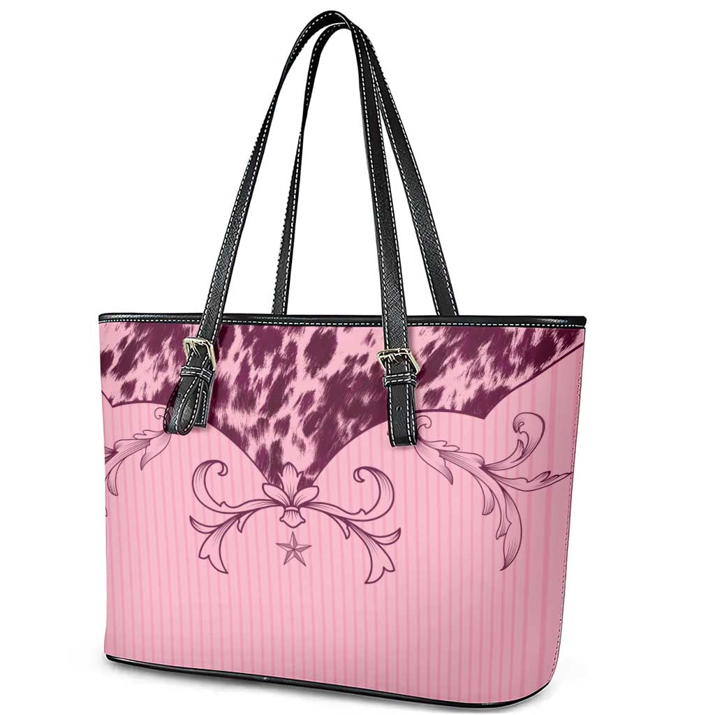 Cowboys Wild West Leather Tote Bag Pink Cow Prints - Wonder Print Shop