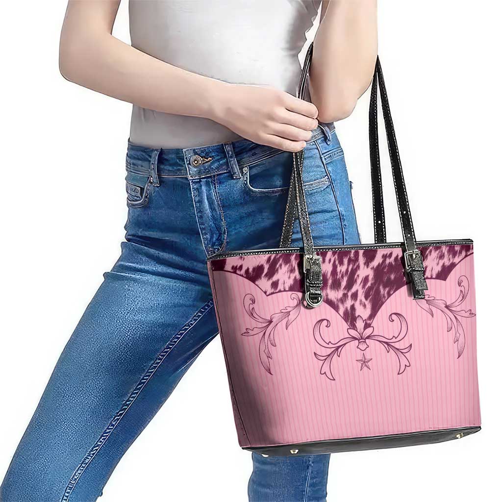 Cowboys Wild West Leather Tote Bag Pink Cow Prints - Wonder Print Shop