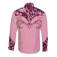 Cowboys Wild West Long Sleeve Button Shirt Pink Cow Prints - Wonder Print Shop