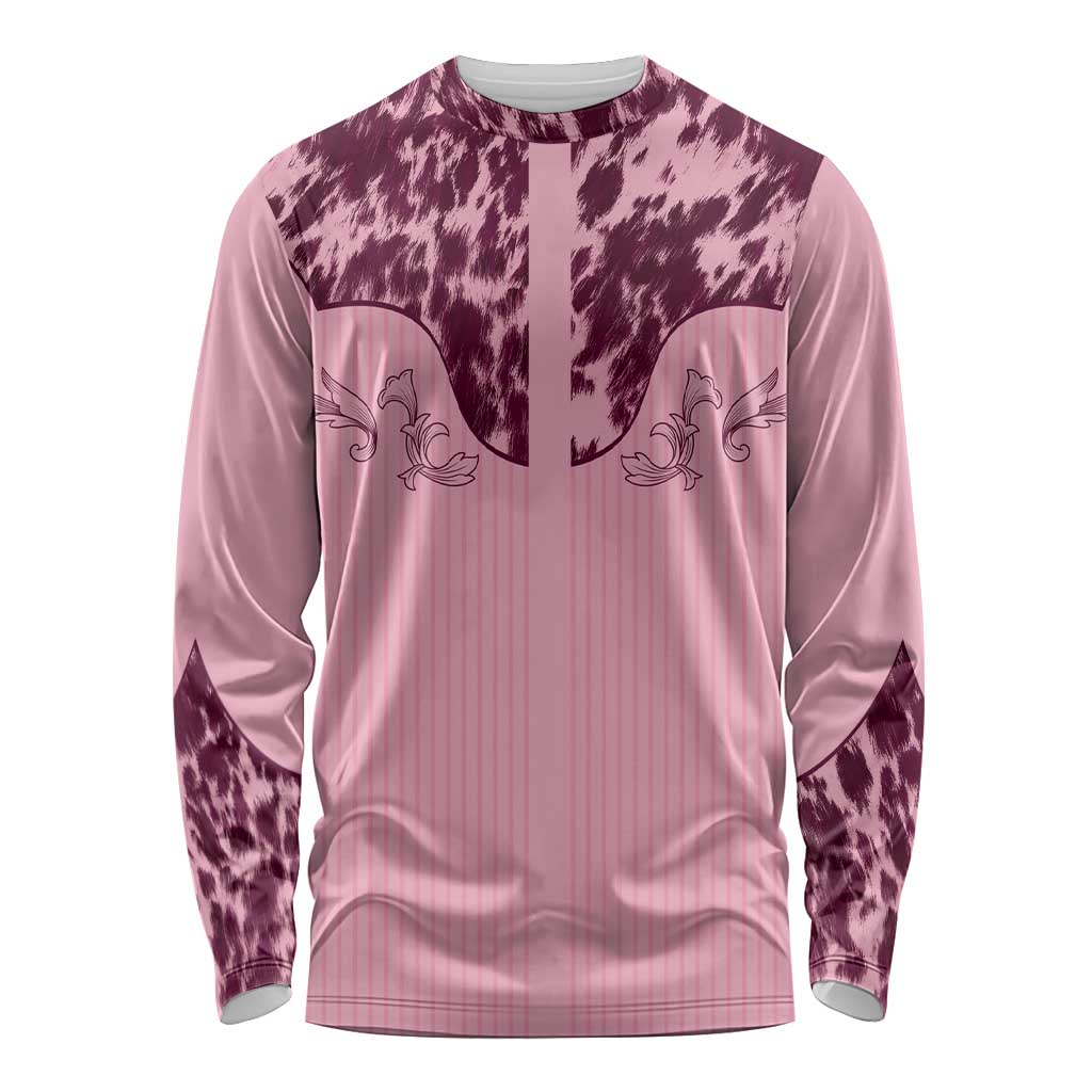 Cowboys Wild West Long Sleeve Shirt Pink Cow Prints - Wonder Print Shop